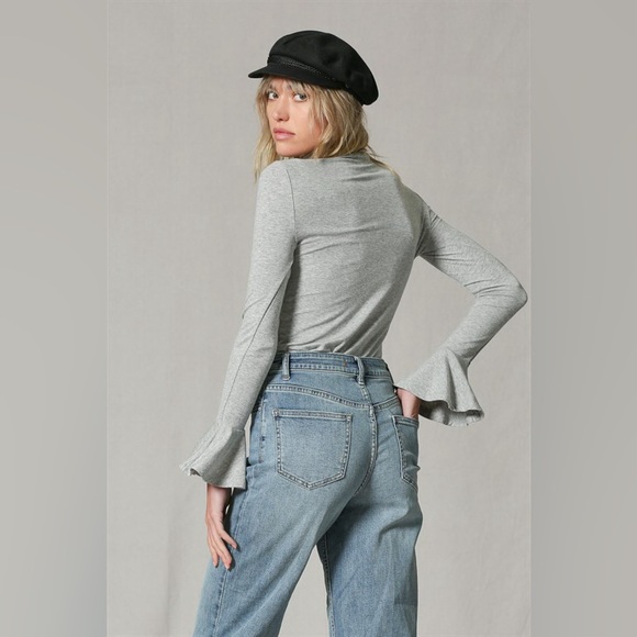 Grey long sleeve mock neck top - Picture 3 of 6